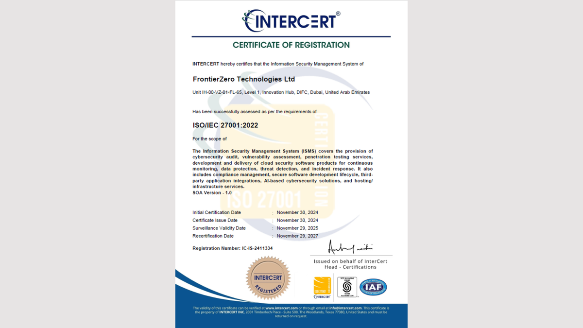 FrontierZero Achieves ISO 27001 Certification: A Milestone in Data Security